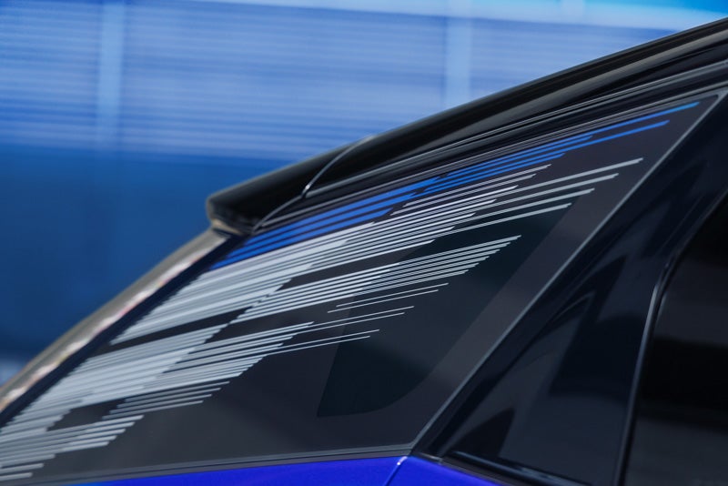 Close-up of the Modern Pattern on the 2026 OPTIQ-V Rear Quarter Glass | King O'Rourke Cadillac in Smithtown NY