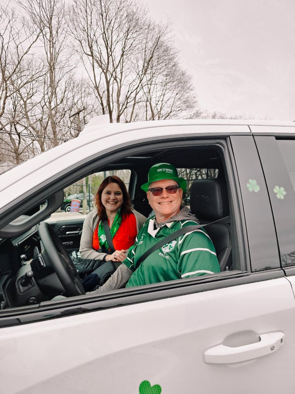 Saint Patrick's Day Parade People In Car