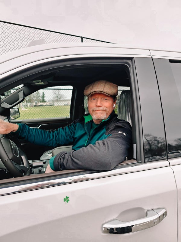 Saint Patrick's Day Parade driver posing