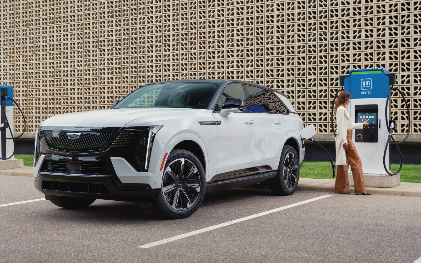 Cadillac EV charging in a residential setting