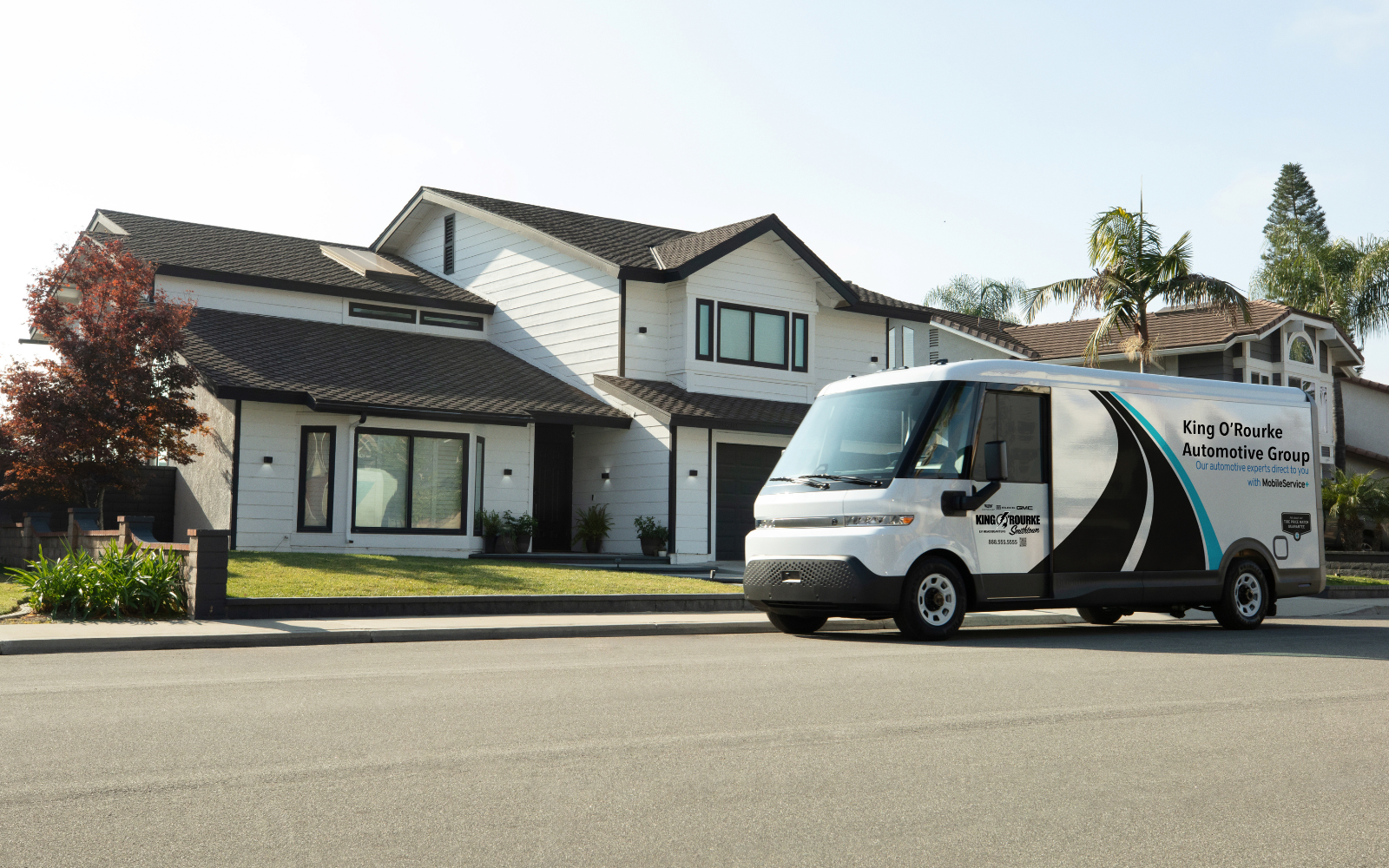 Mobile Service + van parked outside of a residential home